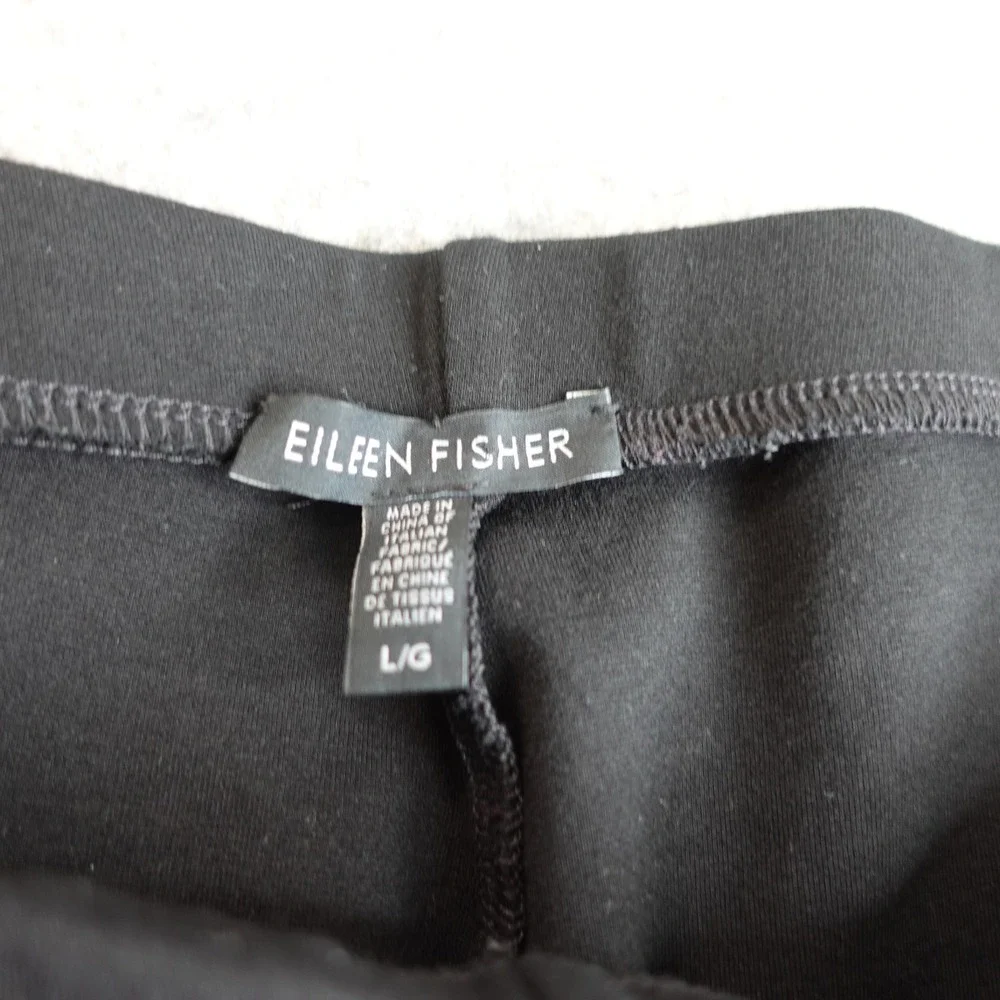 Eileen Fisher Black‎ Viscose Knit Pull On Pants Womens L Minimalist Straight Leg